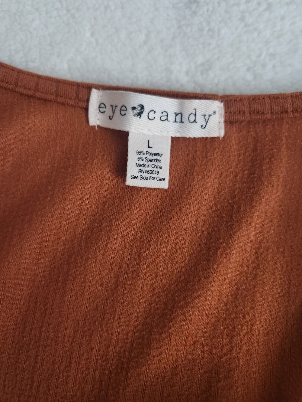 eye candy Rust Ribbed Notch Scoop Bodysuit - Picture 2 of 7